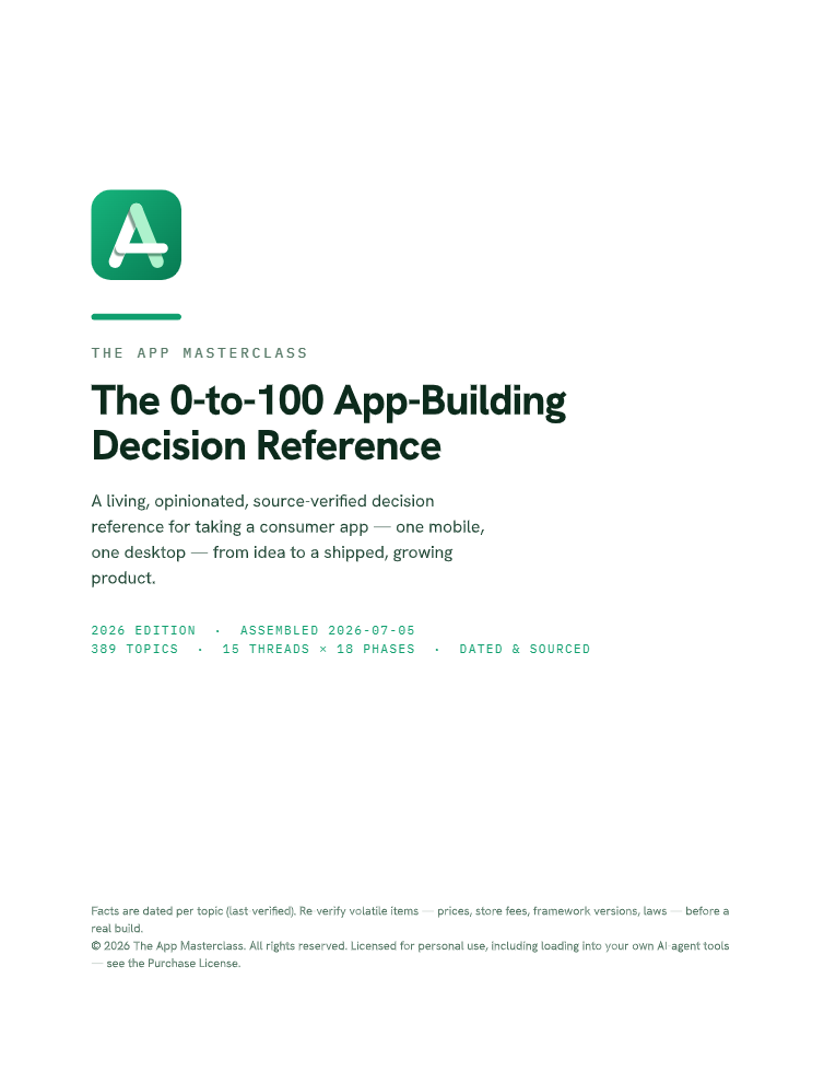 The cover of the current edition of The 0-to-100 App-Building Decision Reference